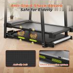 Treadmills for Seniors with Extended Handrails, 2.5HP Quiet Motor Walking Pad for Seniors, Treadmills for Home with Shock Absorption, Heart Rate Monitor, 300 lbs Capacity, 12 Programs