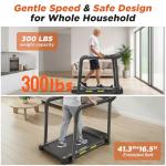 Treadmills for Seniors with Extended Handrails, 2.5HP Quiet Motor Walking Pad for Seniors, Treadmills for Home with Shock Absorption, Heart Rate Monitor, 300 lbs Capacity, 12 Programs