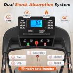 Treadmills for Seniors with Extended Handrails, 2.5HP Quiet Motor Walking Pad for Seniors, Treadmills for Home with Shock Absorption, Heart Rate Monitor, 300 lbs Capacity, 12 Programs