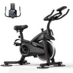 Quiet Belt Drive Stationary Exercise Bike for Home with 0–100 Adjustable Resistance, App Compatible, 300 LB Weight Capacity, Tablet Holder & Heart Rate Monitor