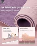 KEEP Yoga Mat 7mm Thick Non Slip - Extra Cushion TPE Exercise Mat for Home Workout & Pilates, Eco Friendly Knee Protection, 72"x24" Large Fitness Mat with Carrying Strap,pink