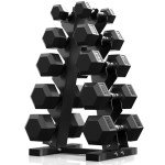 PAPABABE 150 lb Rubber Hex Dumbbell Set