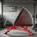 Adjustable Weight Bench 1300 lb Capacity, Foldable Workout Bench with 10 Backrest & 3 Seat Positions, Heavy Duty Home Gym Bench for Incline Decline Flat Dumbbell Training (Red)
