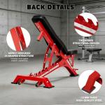 Adjustable Weight Bench 1300 lb Capacity, Foldable Workout Bench with 10 Backrest & 3 Seat Positions, Heavy Duty Home Gym Bench for Incline Decline Flat Dumbbell Training (Red)