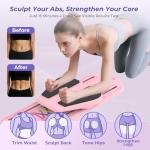 Pilates Reformer Board – 5-in-1 Foldable Pilates Machine for Home Workout, Portable Fitness Board with Resistance Bands, Full Body Training for Women (Light Pink)