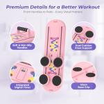 Pilates Reformer Board – 5-in-1 Foldable Pilates Machine for Home Workout, Portable Fitness Board with Resistance Bands, Full Body Training for Women (Light Pink)