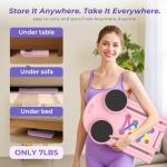 Pilates Reformer Board – 5-in-1 Foldable Pilates Machine for Home Workout, Portable Fitness Board with Resistance Bands, Full Body Training for Women (Light Pink)