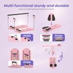 Pilates Reformer Board – 5-in-1 Foldable Pilates Machine for Home Workout, Portable Fitness Board with Resistance Bands, Full Body Training for Women (Light Pink)