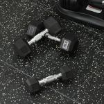 Signature Fitness Premium Rubber Encased Hex Dumbbell, 60-Pound Set Including A Pair of 5, 10 and 15 Pound