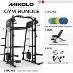 Mikolo Smith Machine, 2200lbs Squat Rack with LAT-Pull Down System & Cable Crossover Machine, Power Rack and Packages (BPRO230CPHGP with Weight Stack)