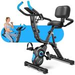 Birdfeel Foldable Exercise Bike, Multifunctional Indoor Stationary Bikes for Home with 8-Level Magnetic Resistance, Quiet Workout Bike with Arm Resistance Bands, LCD Monitor, 300LBS Capacity (Midnight Black)