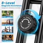 Birdfeel Foldable Exercise Bike, Multifunctional Indoor Stationary Bikes for Home with 8-Level Magnetic Resistance, Quiet Workout Bike with Arm Resistance Bands, LCD Monitor, 300LBS Capacity (Midnight Black)