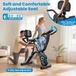 Birdfeel Foldable Exercise Bike, Multifunctional Indoor Stationary Bikes for Home with 8-Level Magnetic Resistance, Quiet Workout Bike with Arm Resistance Bands, LCD Monitor, 300LBS Capacity (Midnight Black)