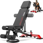 Commercial Adjustable Weight Bench, Heavy Duty 1800LBS Workout Bench for Home Gym, Flat, Decline, Incline Bench Press with Removable Leg Pad and Elbow Support for Full Body Strength Training