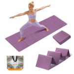 Foldable Yoga Mat 72"x24"x0.24", Non-Slip Portable Exercise Mat for Yoga, Pilates, Home Gym & Travel, Purple