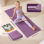 Foldable Yoga Mat 72"x24"x0.24", Non-Slip Portable Exercise Mat for Yoga, Pilates, Home Gym & Travel, Purple