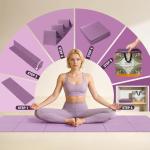 Foldable Yoga Mat 72"x24"x0.24", Non-Slip Portable Exercise Mat for Yoga, Pilates, Home Gym & Travel, Purple