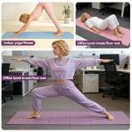 Foldable Yoga Mat 72"x24"x0.24", Non-Slip Portable Exercise Mat for Yoga, Pilates, Home Gym & Travel, Purple