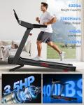 LONTEK Treadmill with Auto 20% Incline, Treadmills for Home, Portable Treadmill with 400lb Capacity Weight, 3.5HP Quiet Running Machine with Adjustable Handle Height, 42.5"× 16.2" Widen Running Area