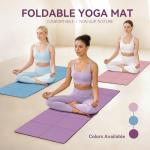 Foldable Yoga Mat 72"x24"x0.24", Non-Slip Portable Exercise Mat for Yoga, Pilates, Home Gym & Travel, Purple