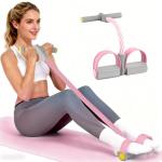 Pedal Resistance Bands with Handles, Durable 6-Tubes Multifunction Pedal Resistance Band, Natural Rubber Foot Pedal Resistance Bands, Fitness Resistance Bands for Abdomen, Waist, Arm, Leg (Pink)