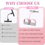 Pedal Resistance Bands with Handles, Durable 6-Tubes Multifunction Pedal Resistance Band, Natural Rubber Foot Pedal Resistance Bands, Fitness Resistance Bands for Abdomen, Waist, Arm, Leg (Pink)