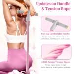 Pedal Resistance Bands with Handles, Durable 6-Tubes Multifunction Pedal Resistance Band, Natural Rubber Foot Pedal Resistance Bands, Fitness Resistance Bands for Abdomen, Waist, Arm, Leg (Pink)