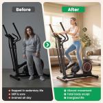 Elliptical Exercise Machine, Elliptical Machine for Home with Ultra-Smooth Magnetic Resistance,Elliptical Trainer with 14 Levels, 15.5"-18" Stride 500lb Loading, Home Gym Equipment 95% Pre-Assembled