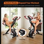 Foldable Exercise Bike - Stationary Bike for Home with 5.5 Pound Flywheel and Arm Resistance Bands, 300LB Capacity, 10dB Quiet, Heart Rate Monitor for Small Apartment Cardio Black