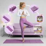 Foldable Yoga Mat Thick Non-Slip Exercise Mat - Packable Travel Fitness Mat with Carrying Bag for Yoga, Pilates, Workout, Home & Gym (purple)