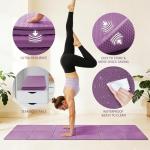 Foldable Yoga Mat Thick Non-Slip Exercise Mat - Packable Travel Fitness Mat with Carrying Bag for Yoga, Pilates, Workout, Home & Gym (purple)