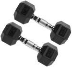 Signature Fitness Premium Rubber Encased Hex Dumbbell, 15-Pound Pair