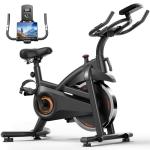 CURSOR FITNESS Exercise Bike, Brake Pad Stationary Bike for Home with Exclusive App, Stationary Bikes for Home with 300 lb Weight, Indoor Cycling Spin Bike Workout Bike with Extra Comfort Seat