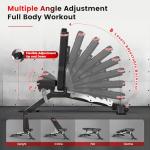 Birdfeel Commercial Adjustable Weight Bench, 1800LBS Heavy Duty Workout Bench for Home Gym Strength Training, Removable Leg Holder for Flat/Incline/Decline Sit Up & Full Body Workout, Silver