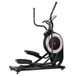 Sunny Health & Fitness Electric Eliptical Trainer Elliptical Machine w/Device Holder, Programmable Monitor and Heart Rate Monitoring, 300 LB Max Weight and 20" Stride - SF-E3875, Black
