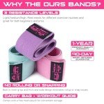 Fabric Resistance Bands for Working Out - Exercise Bands for Women and Men, Booty Bands for Legs and Butt, Yoga, Pilates, Rehab, Fitness and Home Workout