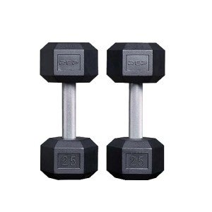 25 lb Rubber Hex Dumbbell Set