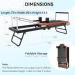 Foldable Pilates Reformer for Home and Gym Use