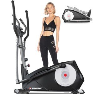 YOUNGFIT Foldable Elliptical Machine with LCD Monitor