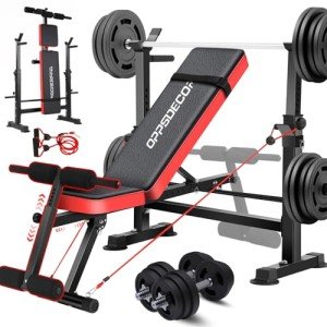 6-in-1 Adjustable Weight Bench with Squat Rack