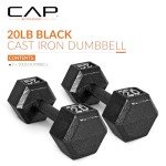 20 lb Cast Iron Hex Dumbbell Weights Pair