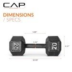 20 lb Cast Iron Hex Dumbbell Weights Pair