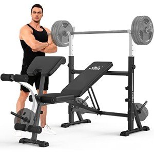 FLYBIRD Weight Bench with Preacher Curl & Leg Developer