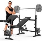 FLYBIRD Weight Bench with Preacher Curl & Leg Developer