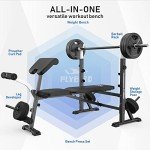 FLYBIRD Weight Bench with Preacher Curl & Leg Developer