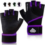 Purple Workout Gloves with Wrist Support for Women