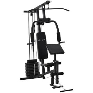 Soozier Multifunction Home Gym System with 99Lbs Weight Stack