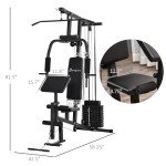 Soozier Multifunction Home Gym System with 99Lbs Weight Stack
