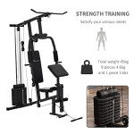 Soozier Multifunction Home Gym System with 99Lbs Weight Stack