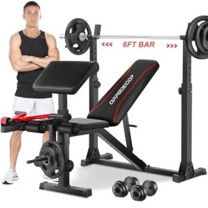 Adjustable Weight Bench & Squat Rack Set